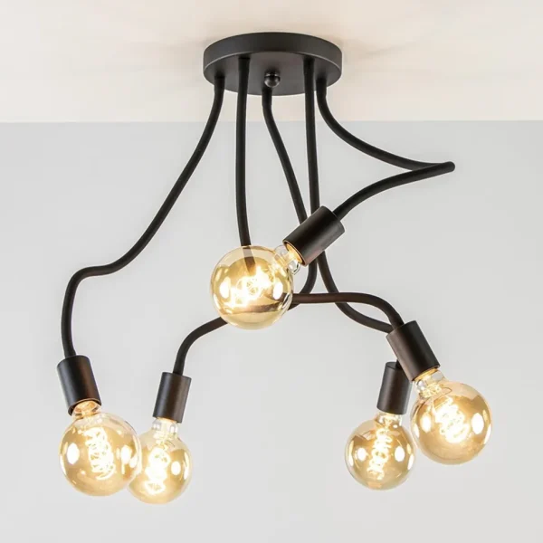 lichts_plafondlamp_mat_zw_1.webp Hot Straluma 5-Lichts plafondlamp mat zwart met flexibele armen