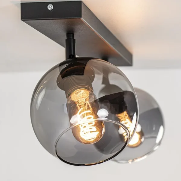 Online Straluma 2-Lichts plafondlamp smoke glas met zwart