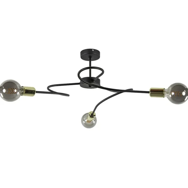 Store Straluma 3-Lichts plafondlamp zwart met gouden pendels