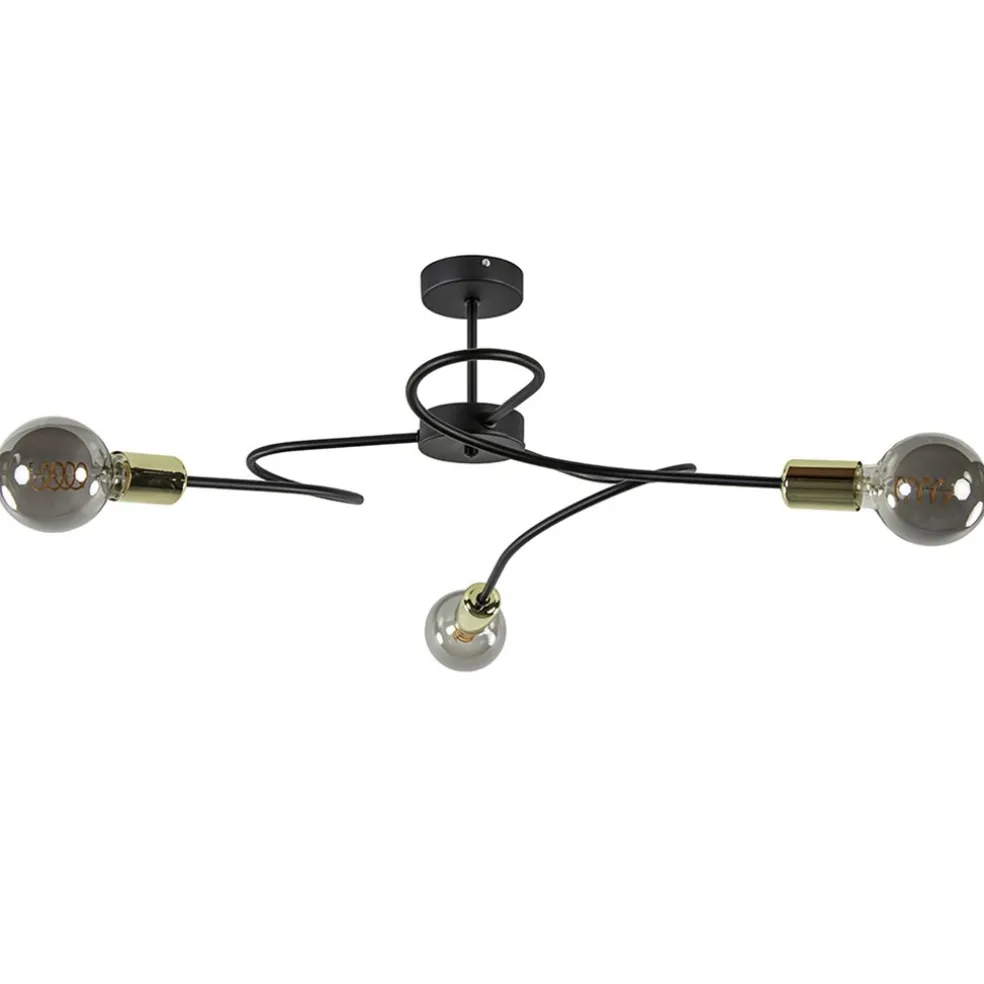 Store Straluma 3-Lichts plafondlamp zwart met gouden pendels