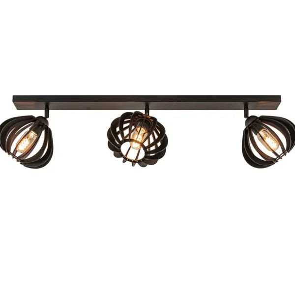 lichts_plafondlamp_zwart__1-2.webp Sale Straluma 3-Lichts plafondlamp zwart met verstelbare houten kappen