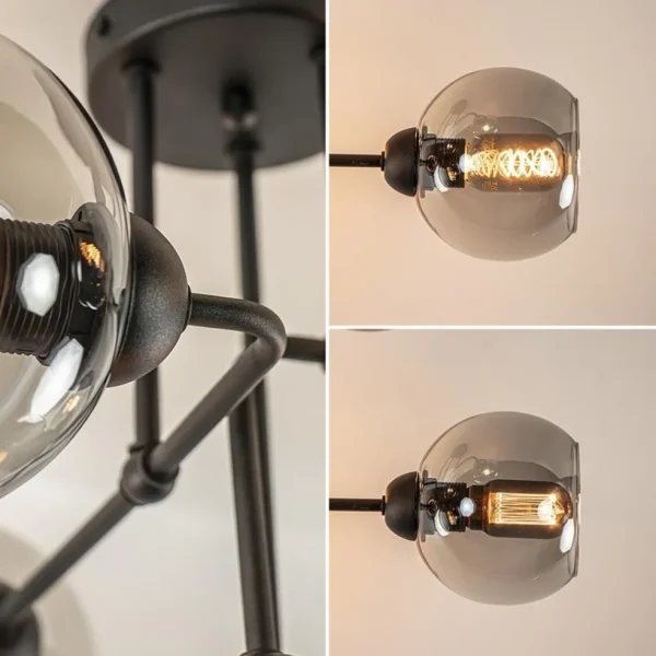 lichts_plafondlamp_zwart__3-3.webp Cheap Straluma 6-Lichts plafondlamp zwart met smoke glazen bollen