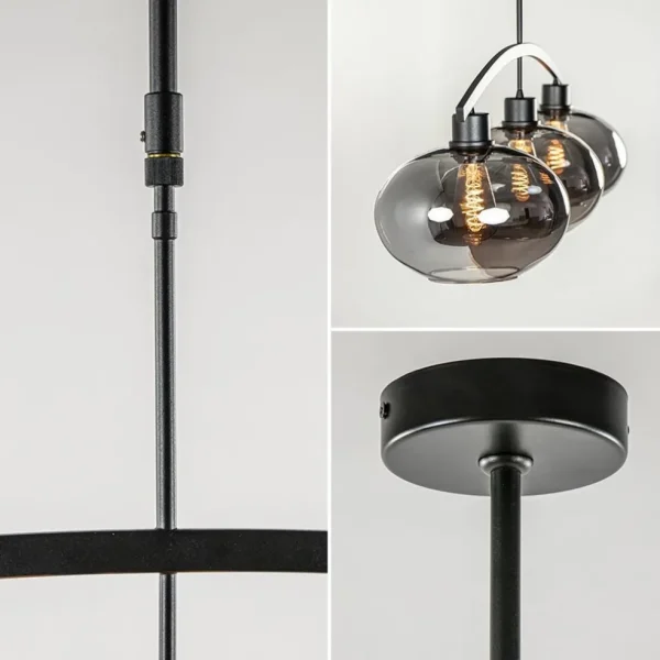 lichts_retro_hanglamp_zwa_2.webp Hot Straluma 3-Lichts retro hanglamp zwart met smoke glas