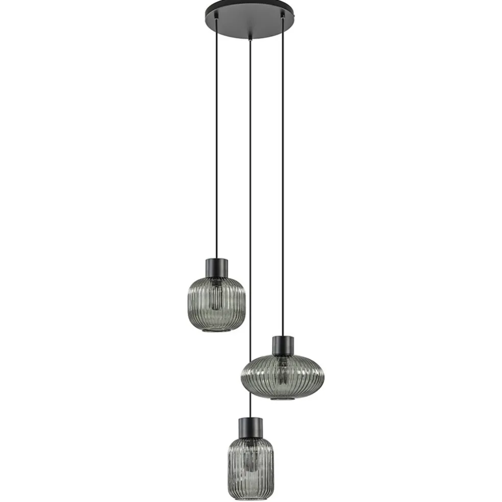 lichts_ronde_eettafelhang_0.webp Outlet Straluma 3-Lichts ronde eettafelhanglamp zwart met smoke glas