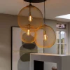 lichts_ronde_hanglamp_gou_4.webp Shop Straluma 3-Lichts ronde hanglamp goud/mat zwart