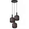 lichts_ronde_hanglamp_mat_0.webp Outlet Straluma 3-Lichts ronde hanglamp mat zwarte glazen kappen