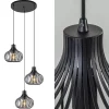 lichts_ronde_hanglamp_met_1.webp Hot Straluma 3-Lichts ronde hanglamp met zwarte draadkappen
