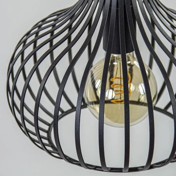 lichts_ronde_hanglamp_met_2.webp Hot Straluma 3-Lichts ronde hanglamp met zwarte draadkappen