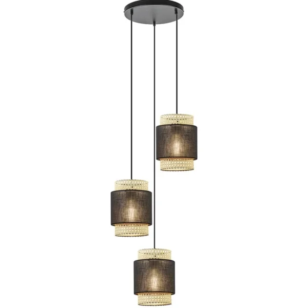lichts_ronde_hanglamp_zwa_1-1.webp Online Straluma 3-Lichts ronde hanglamp zwart met webbing