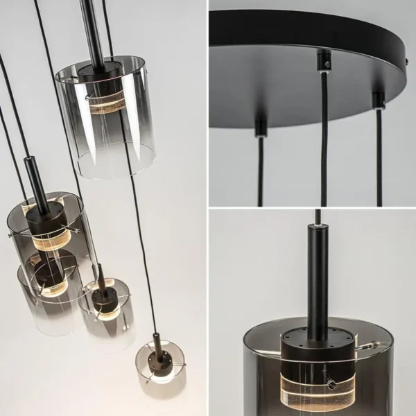 lichts_ronde_hanglamp_zwa_2.webp Flash Sale Straluma 5-Lichts ronde hanglamp zwart met titanium/helder glas