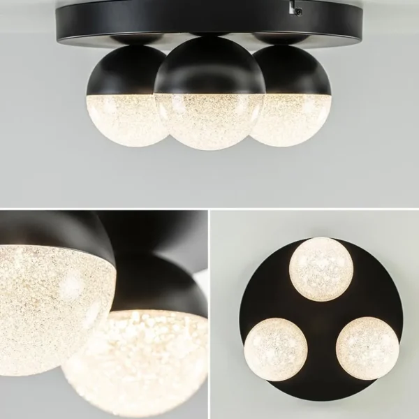 Store Straluma 3-Lichts ronde LED plafondlamp zwart 3-standen dimbaar