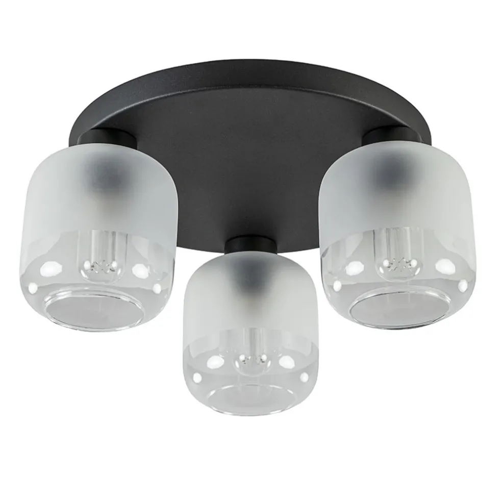 lichts_ronde_plafondlamp__0.webp Flash Sale Straluma 3-Lichts ronde plafondlamp zwart met helder/mat glas