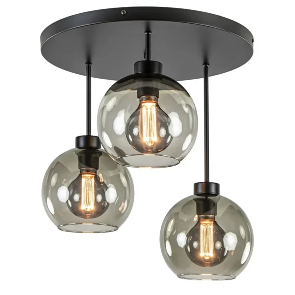 lichts_ronde_plafondlamp__1-1.webp Best Sale Straluma 3-Lichts ronde plafondlamp met smoke glazen bollen