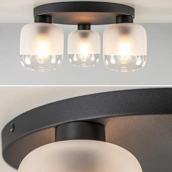 lichts_ronde_plafondlamp__2.webp Flash Sale Straluma 3-Lichts ronde plafondlamp zwart met helder/mat glas