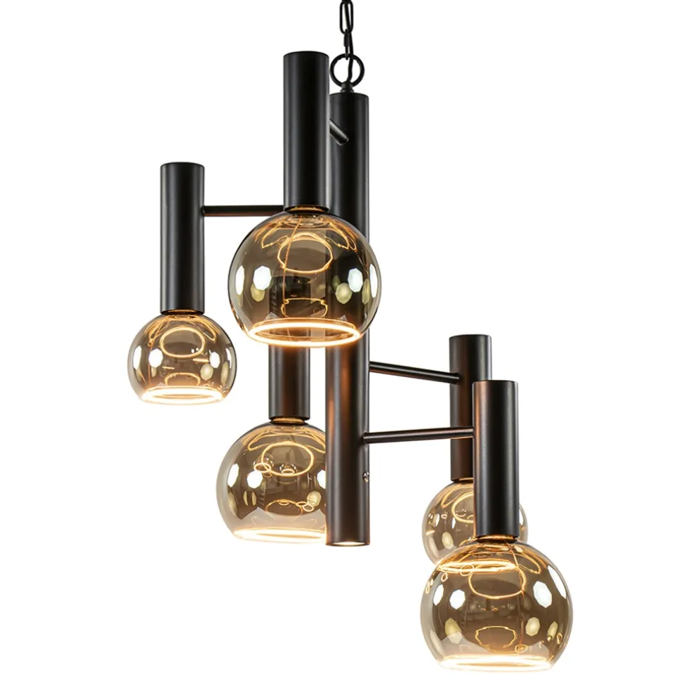 lichts_vide_hanglamp_text_0.webp Best Sale Straluma 5-Lichts vide hanglamp textured black excl lichtbronnen
