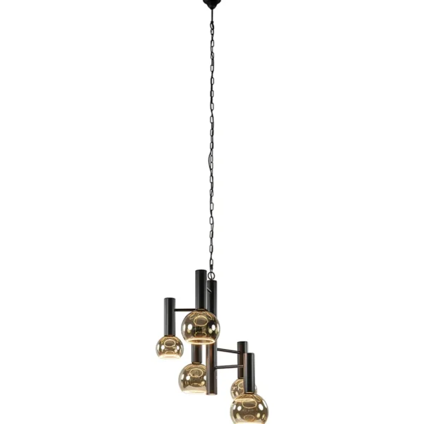 lichts_vide_hanglamp_text_1.webp Best Sale Straluma 5-Lichts vide hanglamp textured black excl lichtbronnen