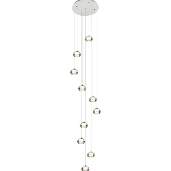 Clearance Straluma 10-Lichts videlamp chroom/smoke glas inclusief dimbaar LED