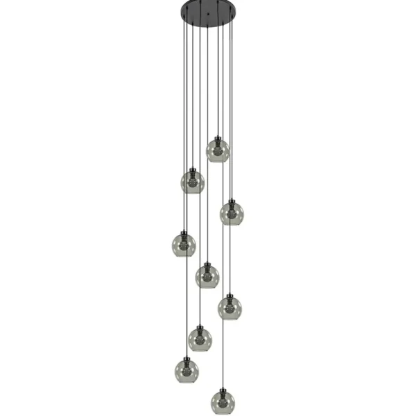 lichts_videlamp_zwart_met_0.webp Fashion Straluma 9-Lichts videlamp zwart met smoke glazen kappen
