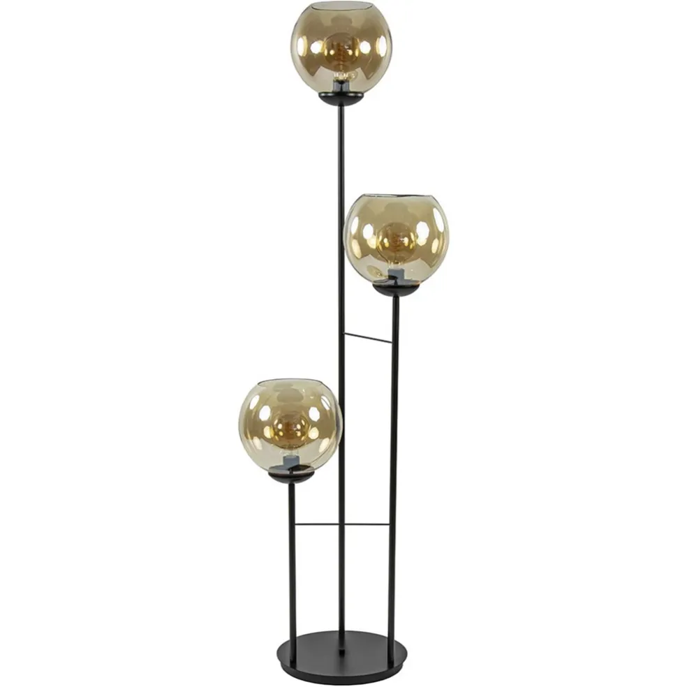 lichts_vloerlamp_mat_zwar_0.webp Store Straluma 3-Lichts vloerlamp mat zwart met amber glazen bollen