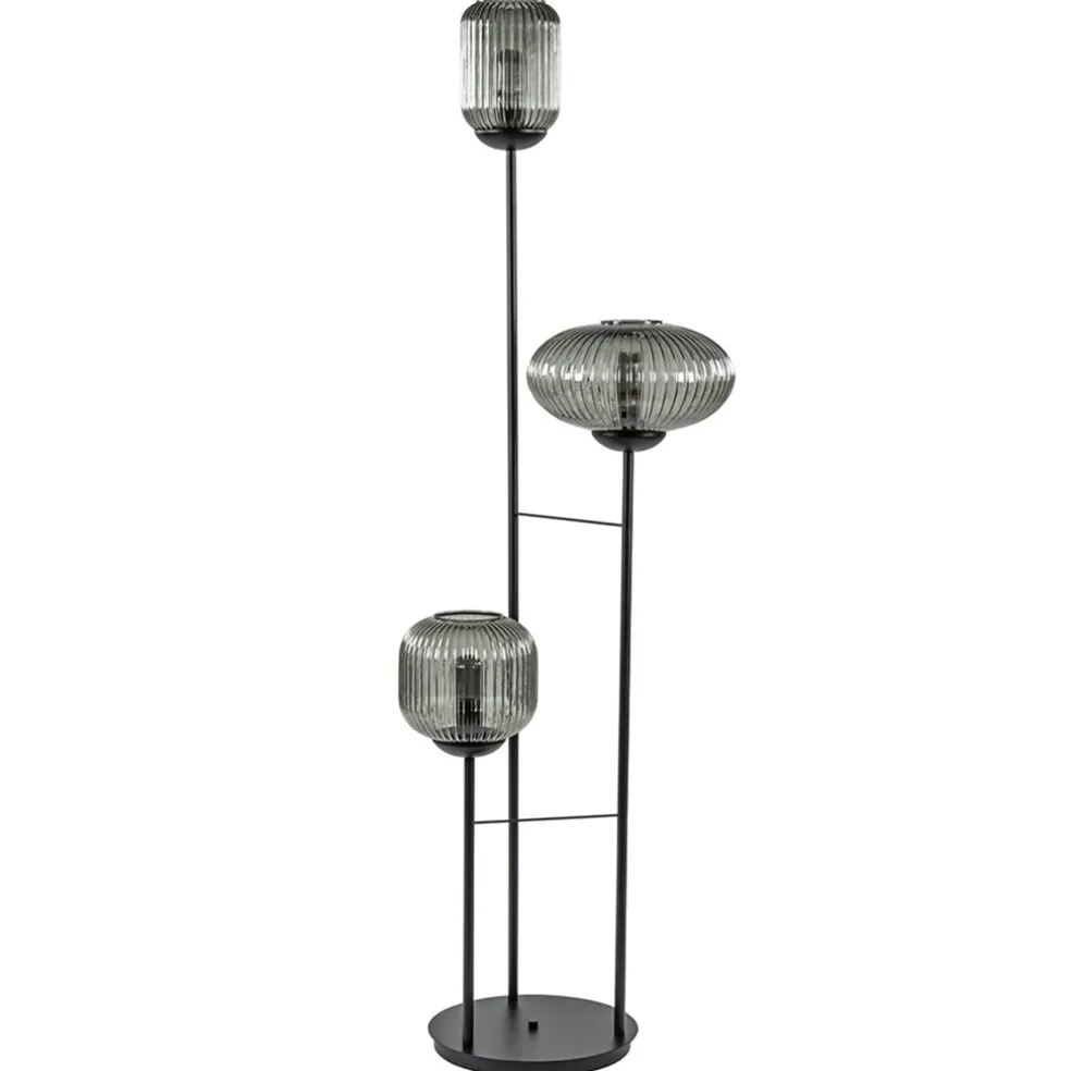 lichts_vloerlamp_met_smok_0.webp Fashion Straluma 3-Lichts vloerlamp met smoke glazen kappen reliëf
