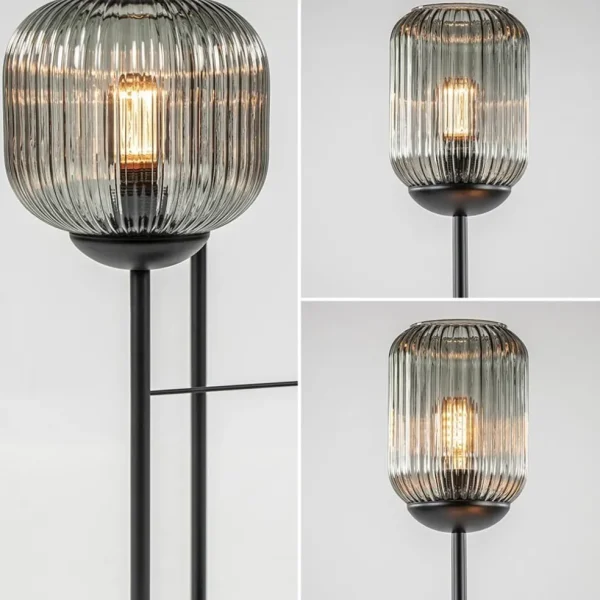Fashion Straluma 3-Lichts vloerlamp met smoke glazen kappen reliëf