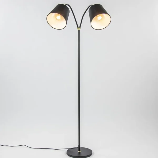 Sale Straluma 2-Lichts vloerlamp zwart/goud met flexibele armen