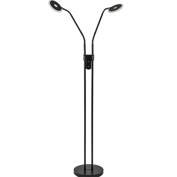 lichts_vloerleeslamp_zwar_0.webp Best Sale Straluma 2-Lichts vloer/leeslamp zwart met dimbaar LED