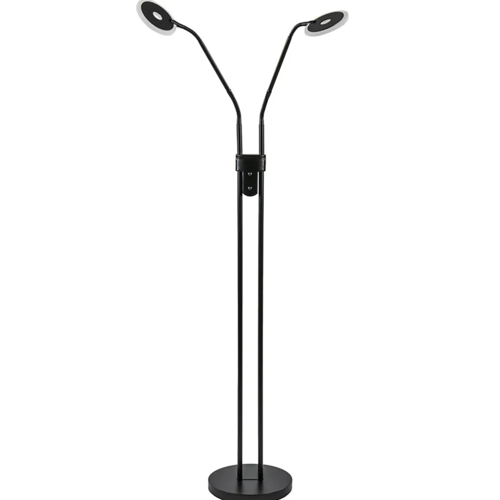 lichts_vloerleeslamp_zwar_0.webp Best Sale Straluma 2-Lichts vloer/leeslamp zwart met dimbaar LED