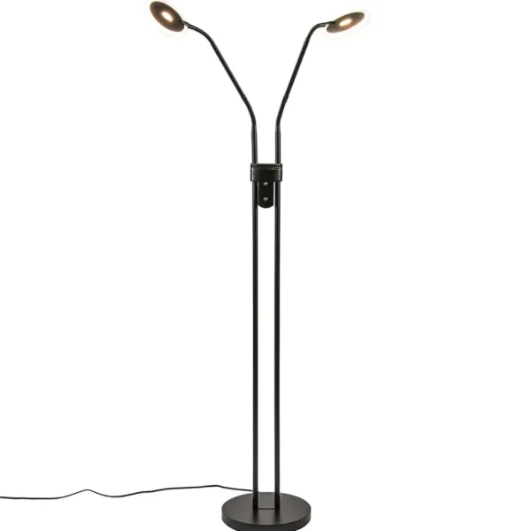 lichts_vloerleeslamp_zwar_1.webp Best Sale Straluma 2-Lichts vloer/leeslamp zwart met dimbaar LED