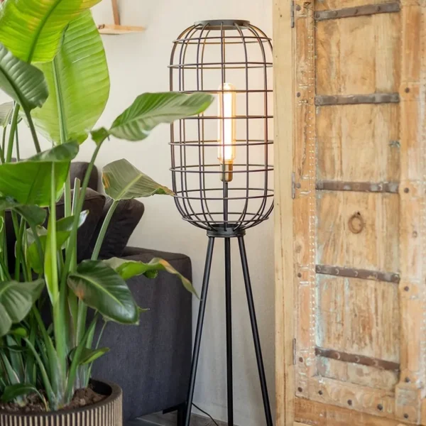 Outlet Straluma Light & Living vloerlamp Toah zwart met antiek brons
