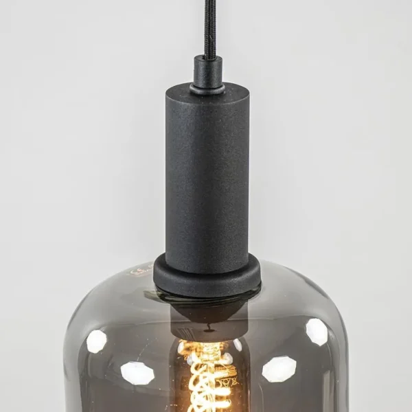 Discount Straluma Light and Living hanglamp Lekar zwart met smoke glas klein