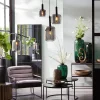 Discount Straluma Light and Living hanglamp Lekar zwart met smoke glas klein