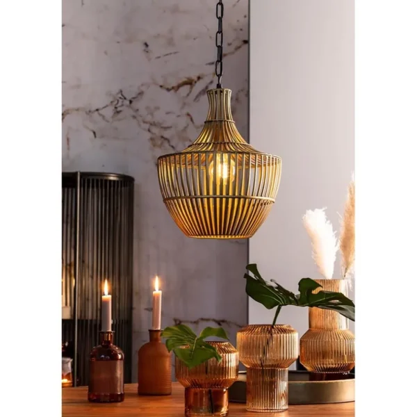 Fashion Straluma Light and Living hanglamp Stella antiek brons met zwart