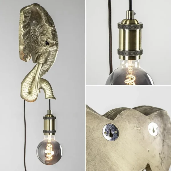 Online Straluma Light and Living wandlamp Elephant licht goud