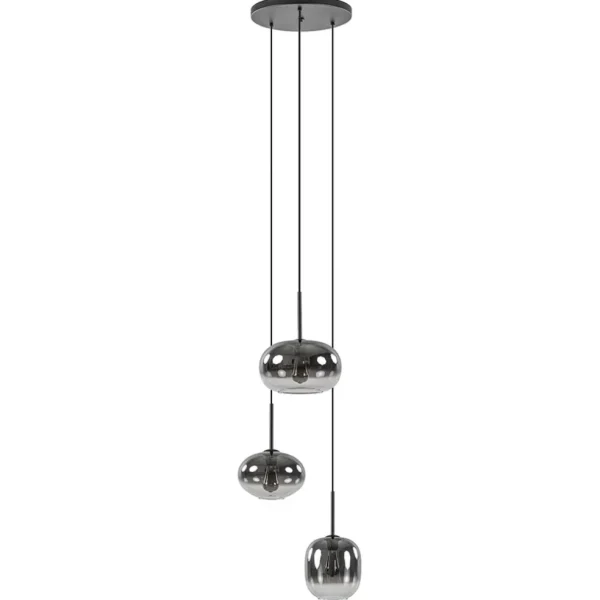 Cheap Straluma Luxe 3-lichts hanglamp rond met smoke glazen kappen