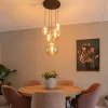 Online Straluma Luxe 5-lichts videlamp messing met amber glazen bollen