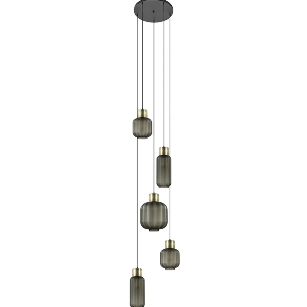 luxe_lichts_videlamp_zwar_0.webp Best Straluma Luxe 5-lichts videlamp zwart/brass met mat zwart glas