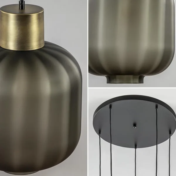 Best Straluma Luxe 5-lichts videlamp zwart/brass met mat zwart glas