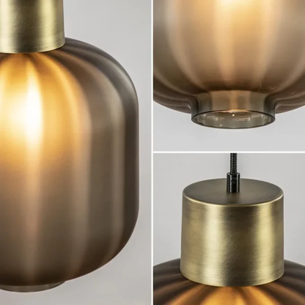 Best Straluma Luxe 5-lichts videlamp zwart/brass met mat zwart glas