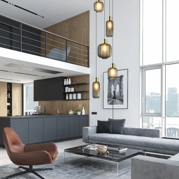 Best Straluma Luxe 5-lichts videlamp zwart/brass met mat zwart glas