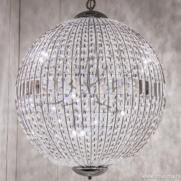 luxe_ronde_hanglamp_krist_1.webp Sale Straluma Luxe ronde hanglamp kristal met chroom