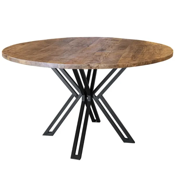 mango_houten_eettafel_ron_0.webp Online Straluma Mango houten eettafel rond met zwarte poot 130 cm