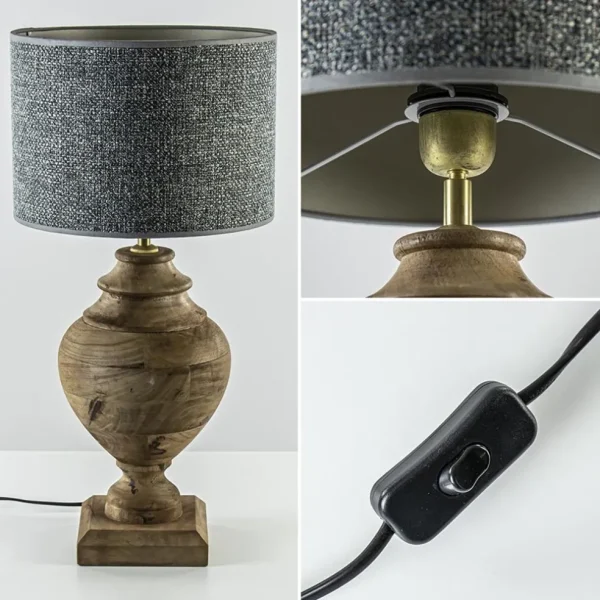 New Straluma Massief houten lampvoet Milazzo met bronzen fitting