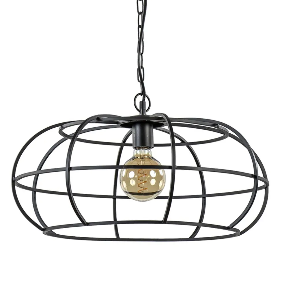 mat_zwart_metalen_hanglam_0.webp Clearance Straluma Mat zwart metalen hanglamp Imelda Light and Living