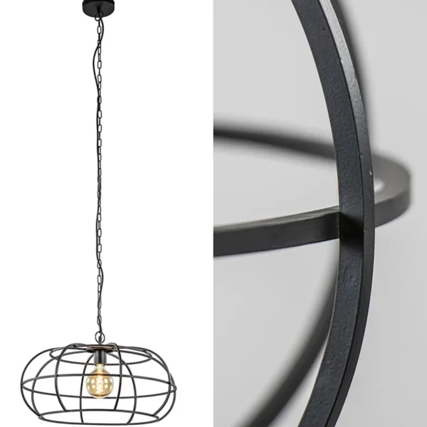 mat_zwart_metalen_hanglam_1.webp Clearance Straluma Mat zwart metalen hanglamp Imelda Light and Living