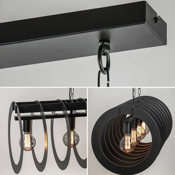 New Straluma Mat zwart metalen hanglamp Rings