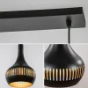 Discount Straluma Mat zwarte eettafelhanglamp zwart met goud 4-lichts