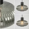 mat_zwarte_hanglamp_met_g_3.webp Sale Straluma Mat zwarte hanglamp met geribbeld smoke glas ovaal