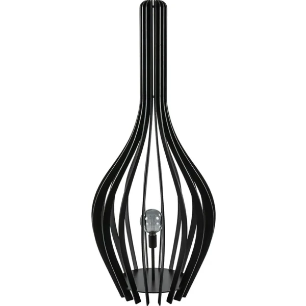 Cheap Straluma Mat zwarte houten vloerlamp kegel groot