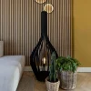 Cheap Straluma Mat zwarte houten vloerlamp kegel groot